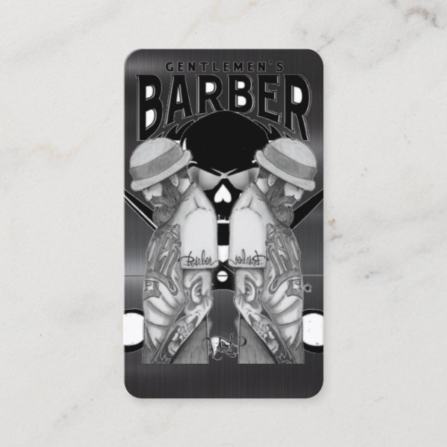 Barber-logotyp/skalle-affärskort Visitkort (Framsida)