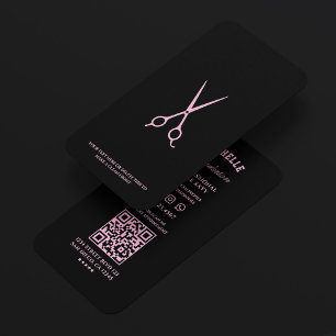 Barber Minimal Svart Rosa Sax Barbershop Visitkort