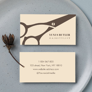 Barber Minimalist Sax Frisör Beige Visitkort