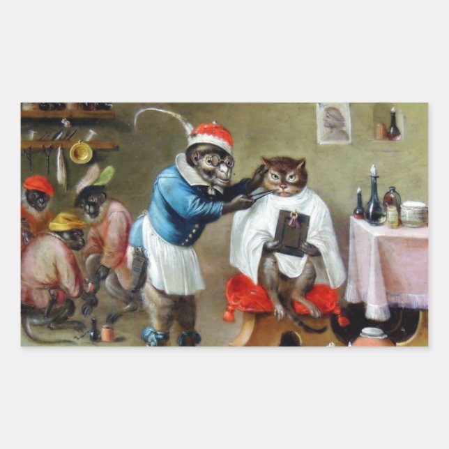 Barber Monkey Rektangulärt Klistermärke (Framsida)