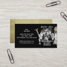 Barber Mustache Guld Black Professionell Visitkort