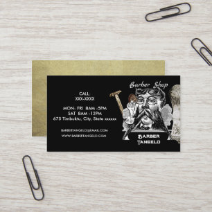Barber Mustache Guld Black Professionell Visitkort