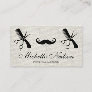 Barber Mustache   Sissor Comb Verktyg Visitkort