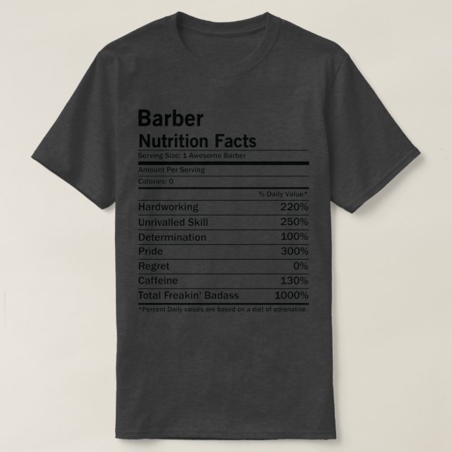 Barber Nutrition Facts 2 T Shirt (Design framsida)