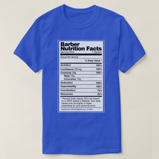 Barber Nutrition Facts Classic TShirt T Shirt (Design framsida)