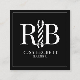Barber Pole Barber Hair Stylist Black White Fyrkantigt Visitkort