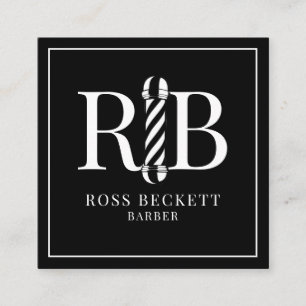 Barber Pole Barber Hair Stylist Black White Fyrkantigt Visitkort