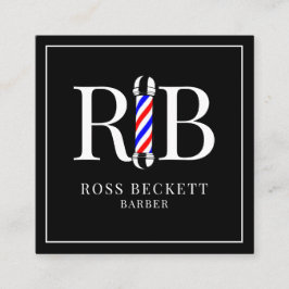 Barber Pole Barber Hair Stylist Black "White Fyrkantigt Visitkort
