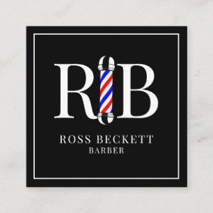 Barber Pole Barber Hair Stylist Black "White Fyrkantigt Visitkort