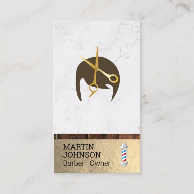 Barber Pole | Barber Scissors Snyggt Hair Visitkort (Framsida)