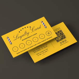 Barber Pole Classic Gult Barbershop Loyalty Card Visitkort