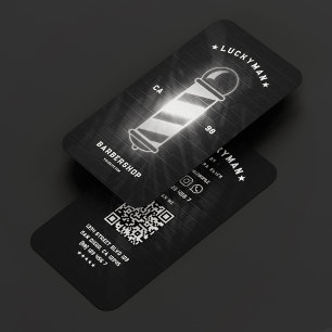 Barber Pole Hair Stylist Classic Black White Visitkort
