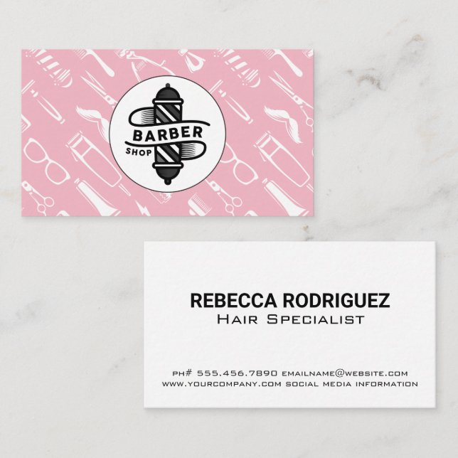 Barber Pole | Hårskärningstillbehör Visitkort (Fram/baksida)