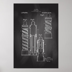 Barber Pole Illustration Chalkboard-patenttryck Poster