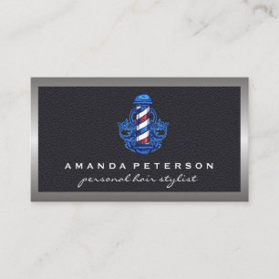 Barber Pole Logotyp Läder Visitkort