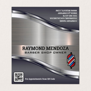 Barber Pole Logotyp QR-kod Metallisk lutning Visitkort