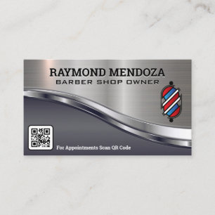 Barber Pole Logotyp QR-kod Metallisk lutning Visitkort