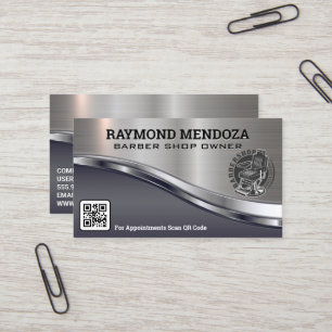 Barber Pole Logotyp QR-kod Metallisk lutning Visitkort