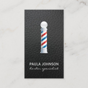 Barber Pole Möte läderbakgrund Visitkort