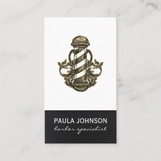 Barber Pole Möte Leather Stylist Barber Visitkort