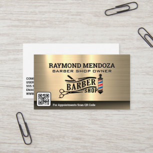 Barber Pole och Verktyg Guld Metallic Visitkort