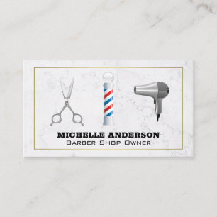 Barber Pole och Verktyg Marble Visitkort