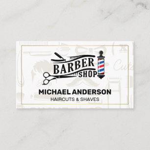 Barber Pole och Verktyg Mönster Visitkort