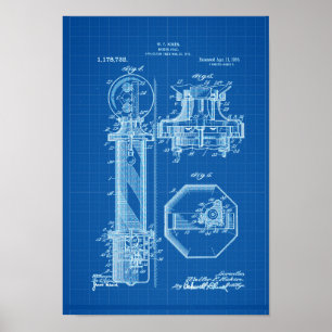 Barber Pole Poster patentillustrationer BluePrint