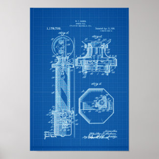 Barber Pole Poster patentillustrationer BluePrint