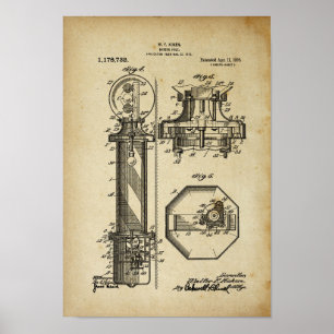 Barber Pole Poster patentillustrationer Gamla utse