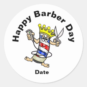 Barber Pole Sticker för Barber Day Runt Klistermärke