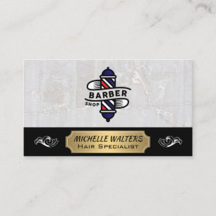 Barber Pole White Marble Visitkort
