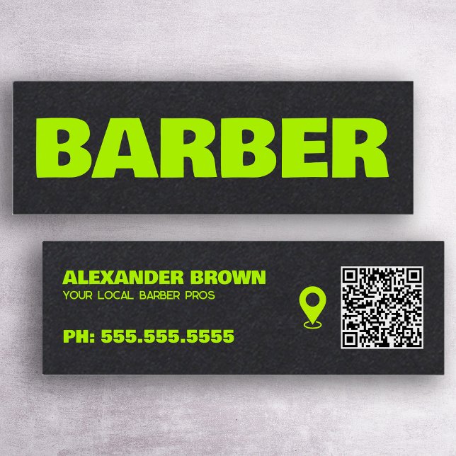 Barber Premium Google Kartor QR Mini Visitkort (Barber Premium Google Maps QR Mini Business Cards)