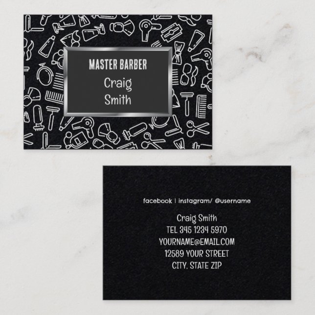 💇 ‍ ♂️ Barber Premium Visitkort (Fram/baksida)