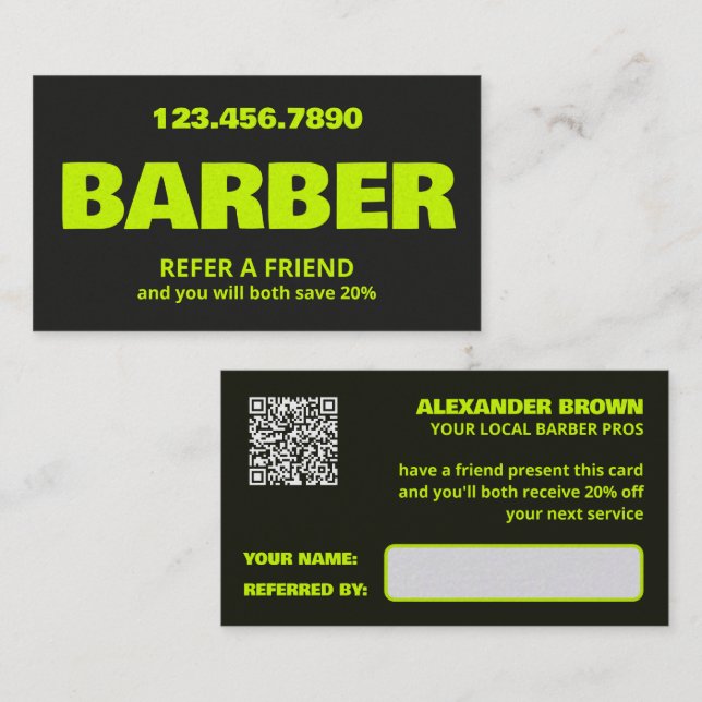 Barber QR Rabattkort (Fram/baksida)