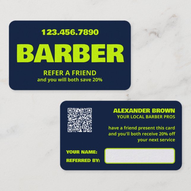 Barber QR Rabattkort (Fram/baksida)