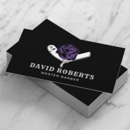 Barber Razor & Lila Ro Barbershop Black Hair Visitkort