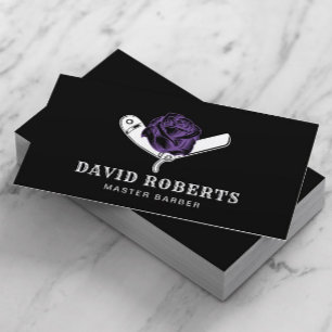 Barber Razor & Lila Ro Barbershop Black Hair Visitkort