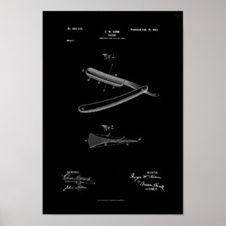 Barber Razor Patent Poster skriva ut teckning