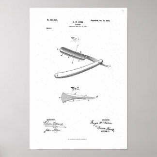 Barber Razor Patent Poster skriva ut teckning