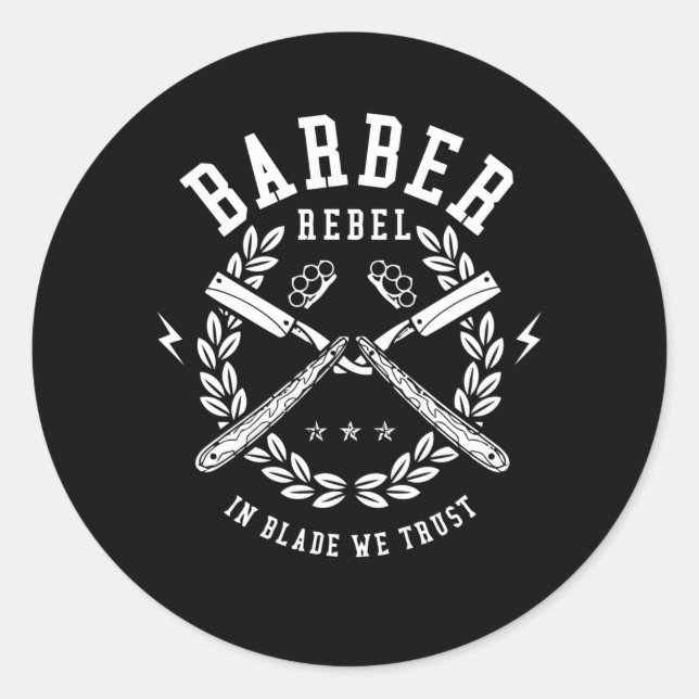 Barber Rebel Runt Klistermärke (Framsida)