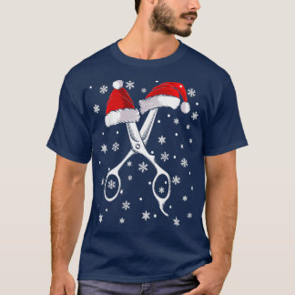 Barber Scissor Santa Hat Funny Barbershop Christma T Shirt