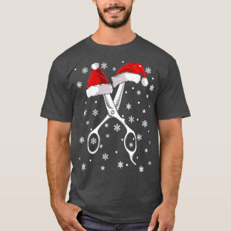 Barber Scissor Santa Hat Funny Barbershop Christma T Shirt