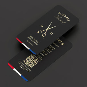 Barber Scissors Black Guld Red Blue White Modern Visitkort