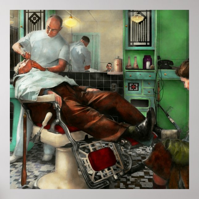 Barber - Shave - Pennepackers barber shop 1942 Poster (Framsidan)