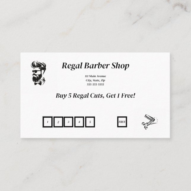 Barber Shop-Affärskort/Barber Shop Loyalty Visitkort (Framsida)