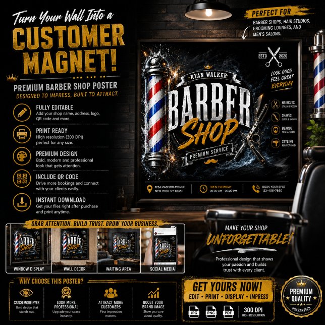 Barber Shop Affisch | Barbershop-reklamdesign (Skapare uppladdad)