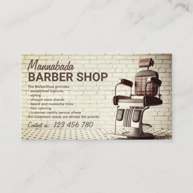 Barber shop anpassad bild retro visitkort (Framsida)
