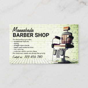 Barber Shop Anpassad Grön Foto Visitkort