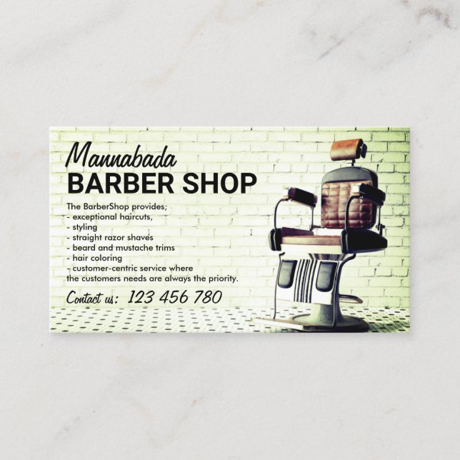 Barber Shop Anpassad Grön Foto Visitkort (Framsida)